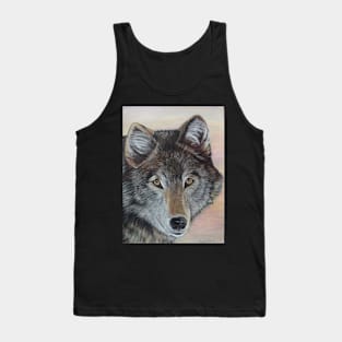 wildlife portrait painting of gray wolf Tank Top